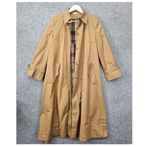 Vintage 80s Classic Beige Trench Coat Women Small Tan Rain Shine Long FLEET‎ 6